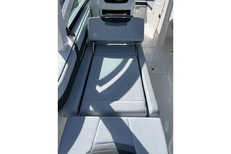  Yacht Photos Pics 2026 Robalo R257 Dual Console boat interior with sleek, modern seating design.
