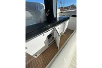 2023 Solaris Power 40 Open yacht interior with sleek cabinetry and modern design.