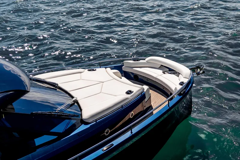  Yacht Photos Pics Luxury Dutch American DA 53 yacht, 2025 model, with sleek design on sparkling water.