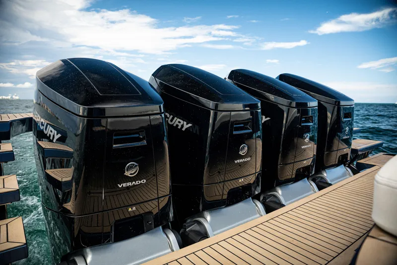  Yacht Photos Pics Four Mercury Verado outboard engines on a Dutch American DA 53 boat, 2025 model.