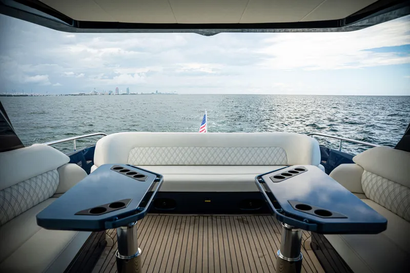  Yacht Photos Pics Luxurious seating area on 2025 Dutch American DA 53 yacht with ocean view.