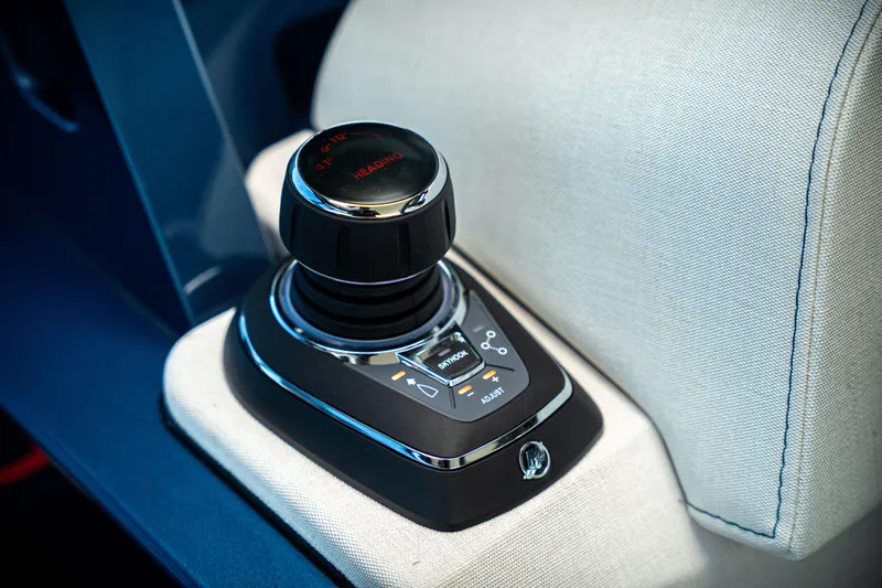  Yacht Photos Pics Joystick control panel in a 2025 Dutch American DA 53 boat.