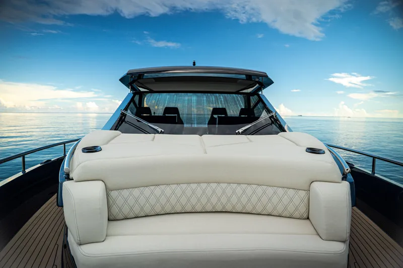  Yacht Photos Pics Luxurious 2025 Dutch American DA 53 yacht on serene ocean waters.