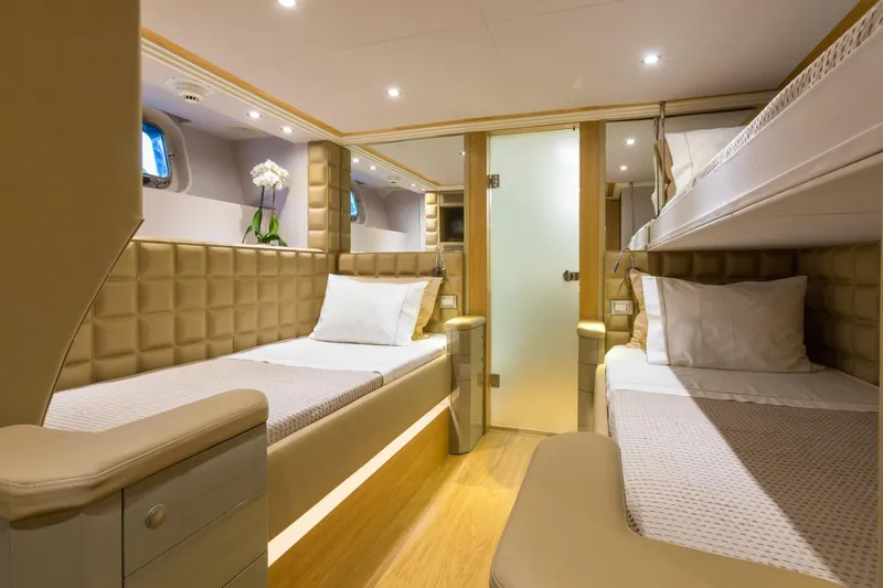 Aquarella Yacht Photos Pics Luxurious cabin interior of 1994 Devonport yacht with modern design and comfortable beds.