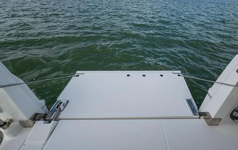  Yacht Photos Pics 2021 Jeanneau Leader 12.5 WA swim platform with ocean view.