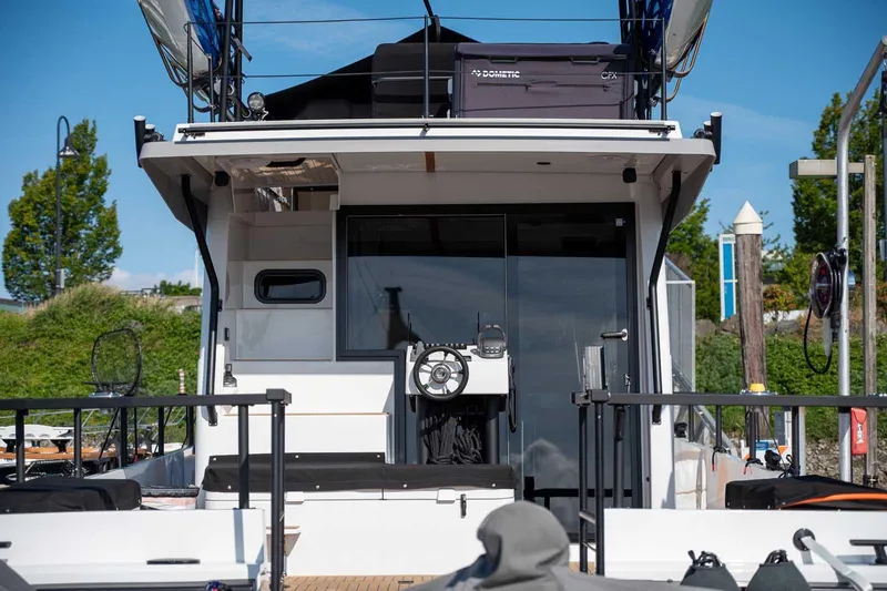  Yacht Photos Pics Sleek 2025 Targa 46 yacht docked, showcasing modern design and advanced features.