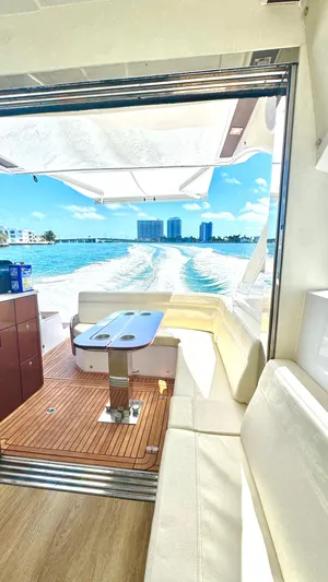  Yacht Photos Pics Luxury Evolve 400HT yacht interior with ocean view, 2022 model.