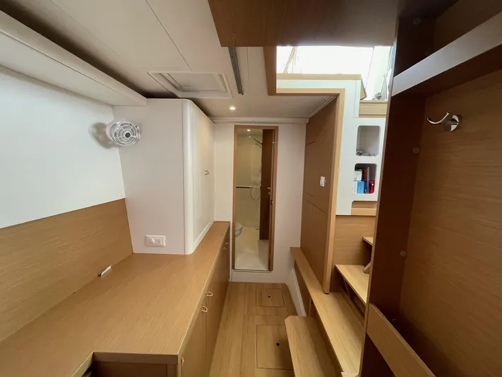 Artemis Yacht Photos Pics Interior of 2022 Excess 12 yacht, featuring modern wood finish and compact design.