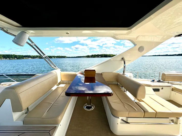 Kimberlee Dawn Yacht Photos Pics FlyBridge Seating Area w/ High Gloss Table - Strb. Side