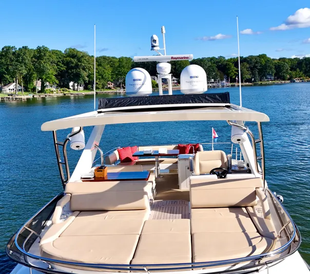 Kimberlee Dawn Yacht Photos Pics FlyBridge Forward Area Sun Pad ( New Upholstery 2024 )