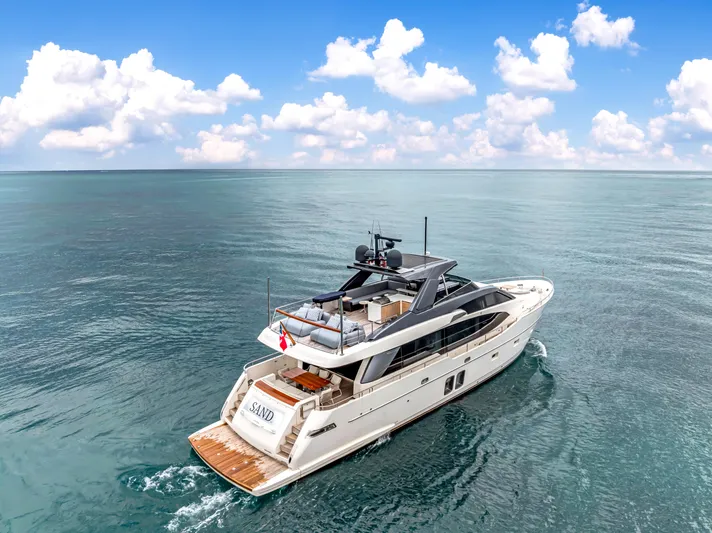 Sand Yacht Photos Pics Luxurious 2018 Sanlorenzo SL78 yacht cruising on open sea under a clear sky.