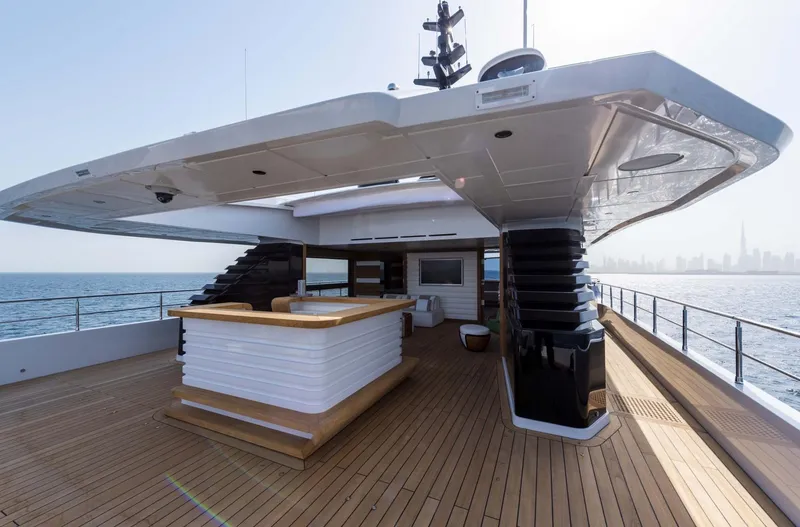 Available 2026 Yacht Photos Pics Luxurious 2026 Majesty 175 yacht deck with modern design and ocean view.