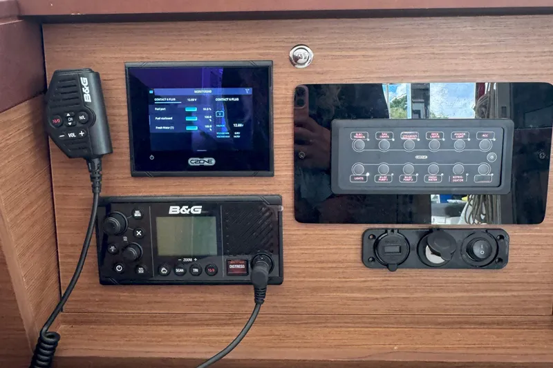 Keola Yacht Photos Pics Control panel of a 2022 Lagoon 40 catamaran with B&G marine electronics.