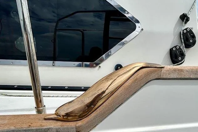 Blue Moon Yacht Photos Pics Gozzard 41 RC 2016 yacht detail with polished wood and metal accents.