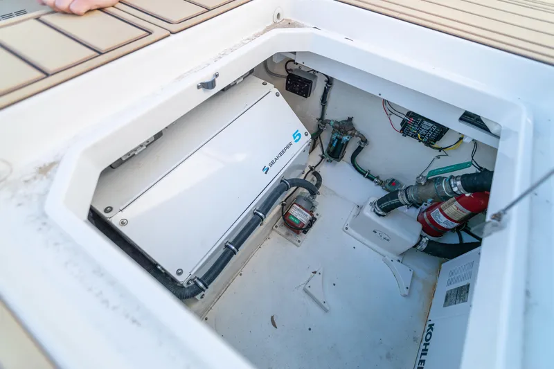 Liberado Yacht Photos Pics Engine compartment of 2018 HCB 53 Suenos RXV with Seakeeper 5 stabilizer.