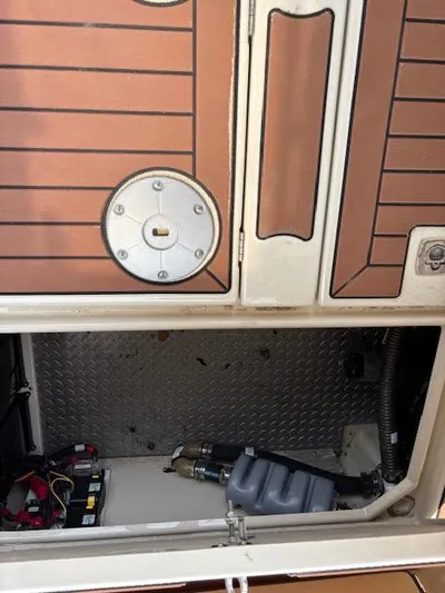 Marcia Jean Yacht Photos Pics 2023 Ranger Tugs R-29 S engine compartment with visible components and wiring.