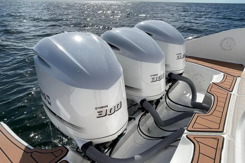 Lady B Yacht Photos Pics Triple Yamaha 300 engines on a 2019 Pursuit DC 365 Dual Console boat.