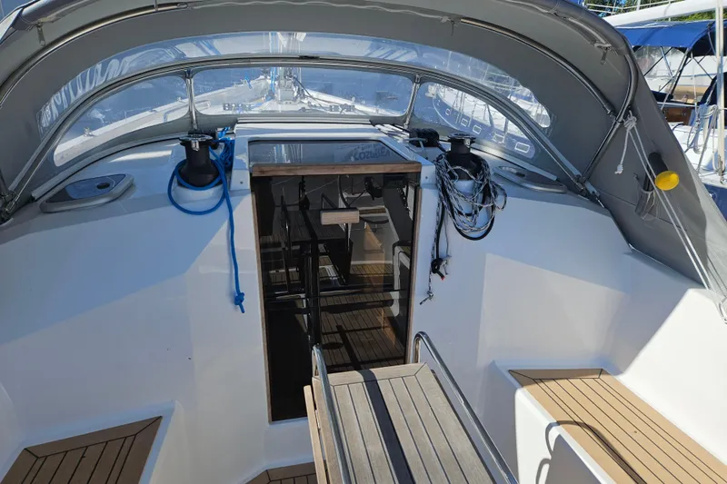  Yacht Photos Pics 2023 Viko Yachts S35 cockpit with open cabin entrance and modern design.