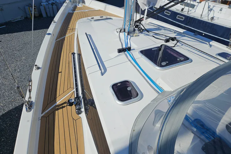  Yacht Photos Pics 2023 Viko Yachts S35 deck with teak flooring and modern fittings.