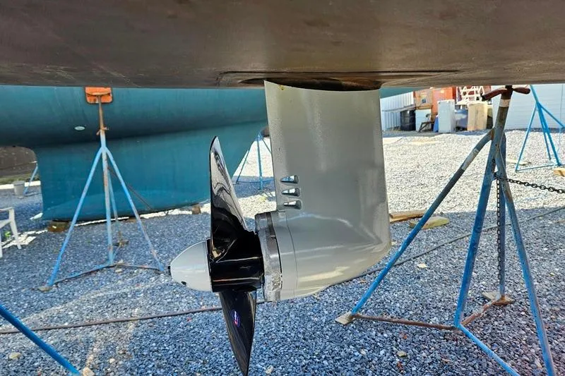  Yacht Photos Pics 2023 Viko Yachts S35 sailboat propeller and rudder on dry dock.