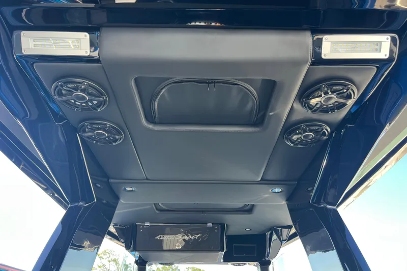  Yacht Photos Pics 2026 Nor-Tech 450 Sport boat interior ceiling with speakers and LED lights.
