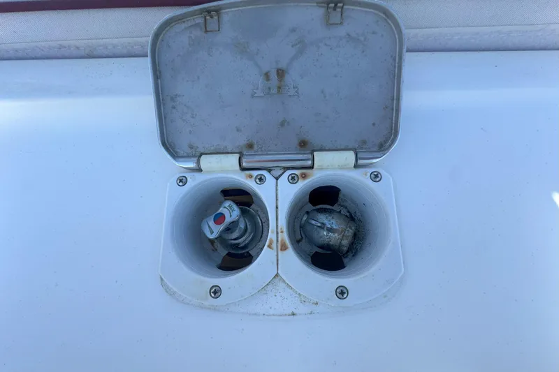 At Last 10 Yacht Photos Pics Boat fuel and water fill ports on 2017 Fortier F-30 Hardtop.