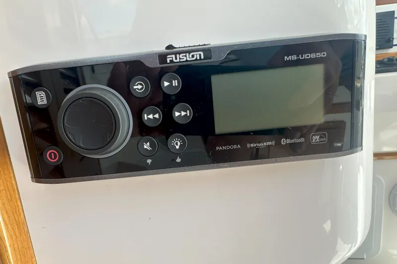 At Last 10 Yacht Photos Pics Fusion MS-UD650 stereo system on 2017 Fortier F-30 Hardtop boat.
