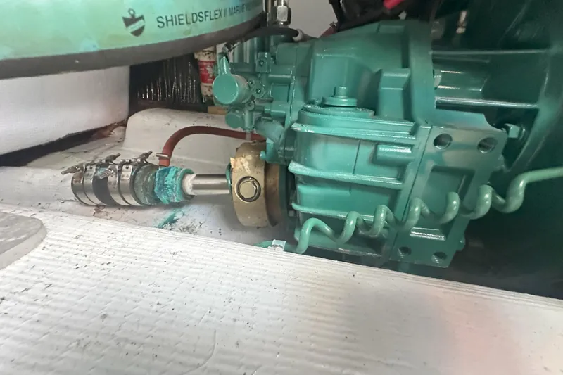 At Last 10 Yacht Photos Pics Engine compartment of 2017 Fortier F-30 Hardtop with visible marine components.