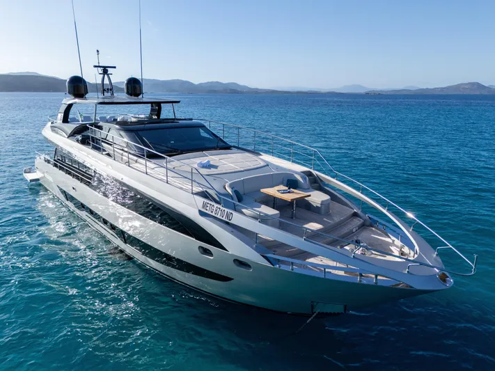 Filippetti F100 Yacht Photos Pics Luxurious 2026 Filippetti F100 yacht cruising on clear blue waters.