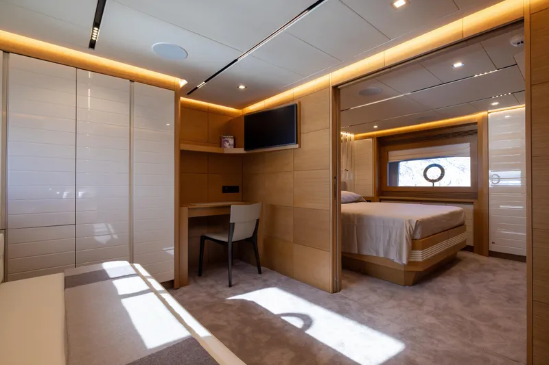 Filippetti F100 Yacht Photos Pics Luxurious interior of 2026 Filippetti F100 yacht, featuring modern design and elegant furnishings.
