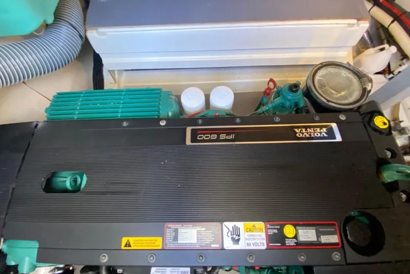  Yacht Photos Pics Engine compartment of a 2012 Prestige 500 yacht with Volvo Penta IPS 600 engine.