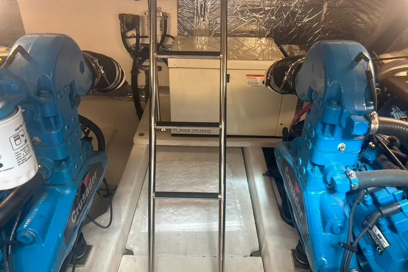  Yacht Photos Pics Engine room of 2005 Tiara Yachts 3600 Sovran with twin Crusader engines.