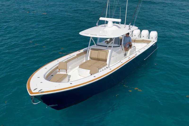  Yacht Photos Pics 2022 Valhalla Boatworks V-41 cruising on clear blue water.