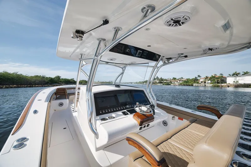  Yacht Photos Pics 2022 Valhalla Boatworks V-41 center console with luxurious seating and advanced navigation system.