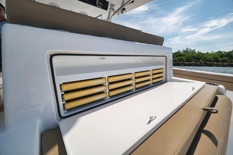  Yacht Photos Pics 2022 Valhalla Boatworks V-41, featuring a sleek storage compartment on deck.