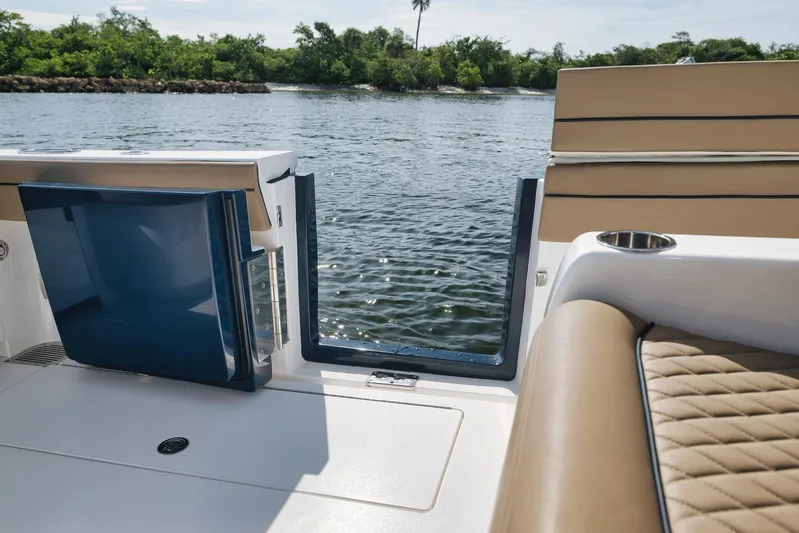  Yacht Photos Pics 2022 Valhalla Boatworks V-41, open deck view with water and seating.