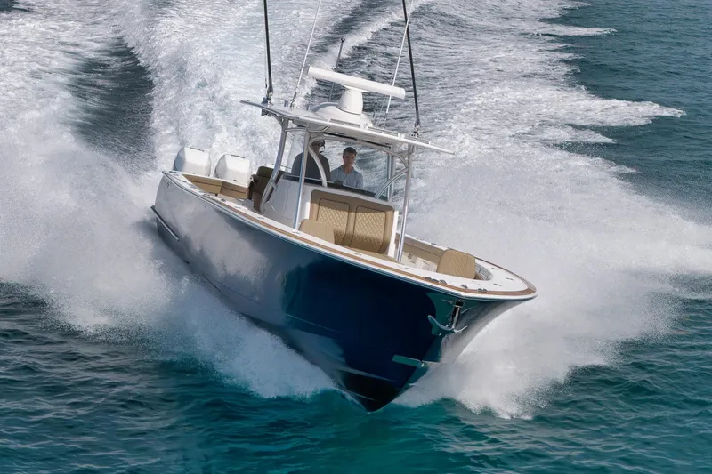  Yacht Photos Pics 2022 Valhalla Boatworks V-41 cruising swiftly on open water.