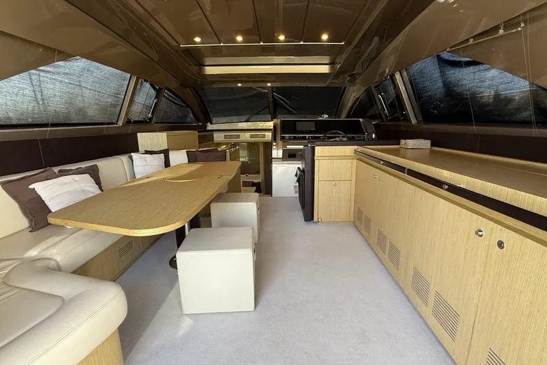 "alin 4ever" Yacht Photos Pics Luxurious interior of 2010 Riva 68 Ego Super yacht with elegant seating and modern design.