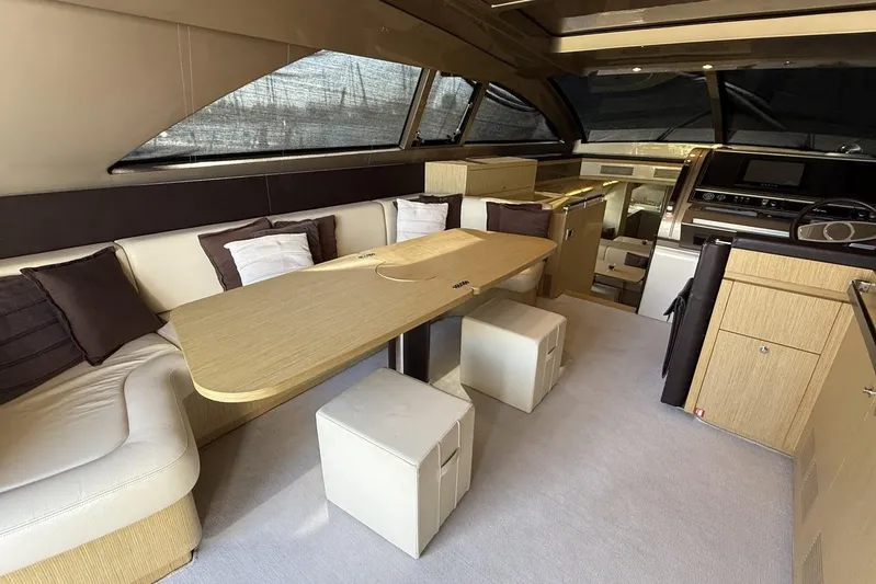 "alin 4ever" Yacht Photos Pics Luxurious interior of 2010 Riva 68 Ego Super yacht with elegant seating and modern design.