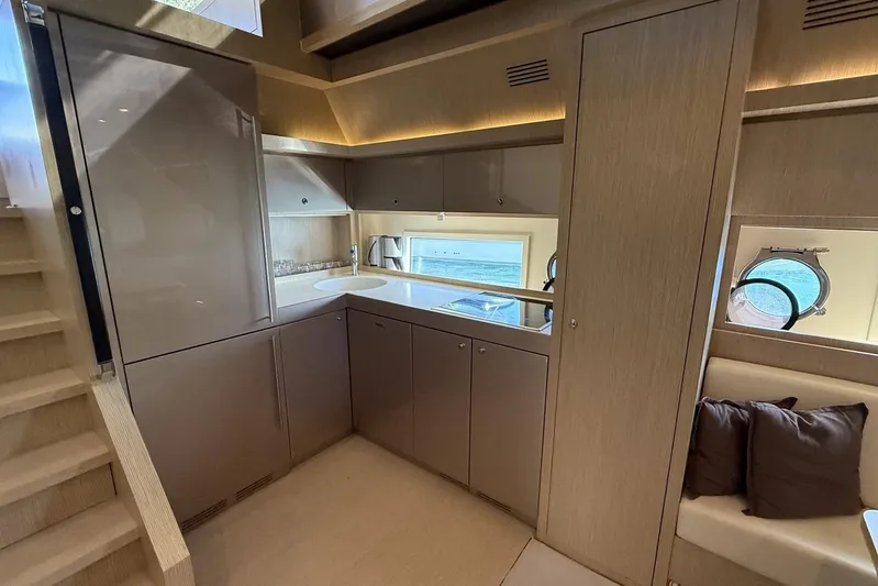 "alin 4ever" Yacht Photos Pics Luxurious interior of 2010 Riva 68 Ego Super yacht with modern kitchen design.