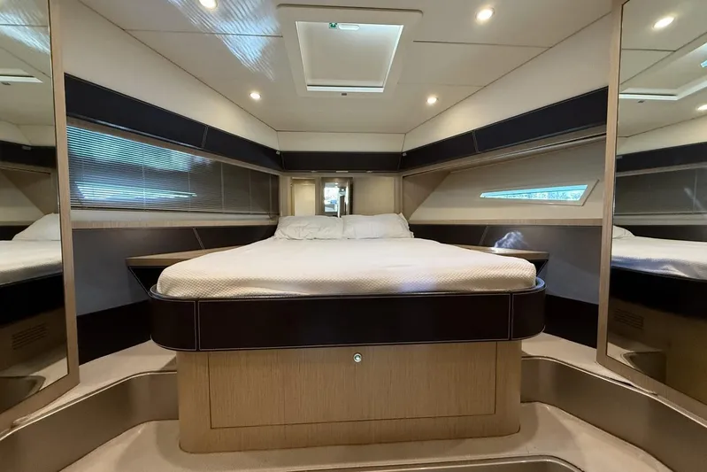"alin 4ever" Yacht Photos Pics Luxurious bedroom interior of 2010 Riva 68 Ego Super yacht with modern design.