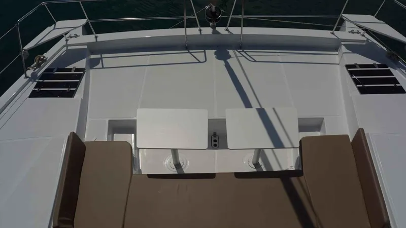  Yacht Photos Pics Deck of a 2019 Bali 4.1 catamaran with seating area.