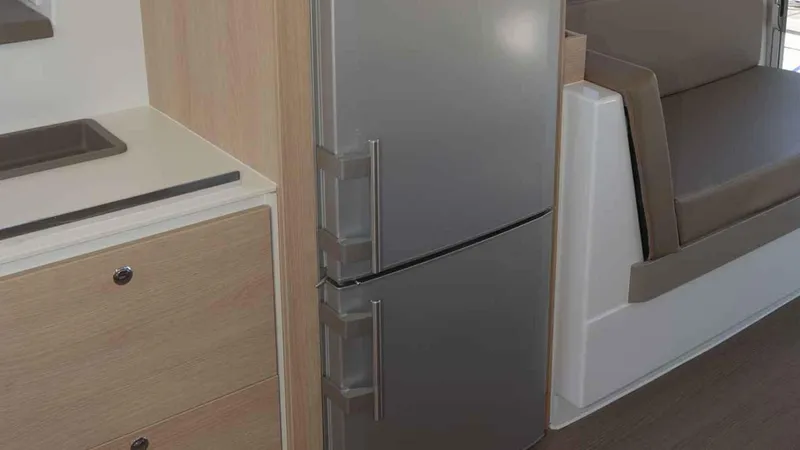  Yacht Photos Pics Interior of a 2019 Bali 4.1 with refrigerator.
