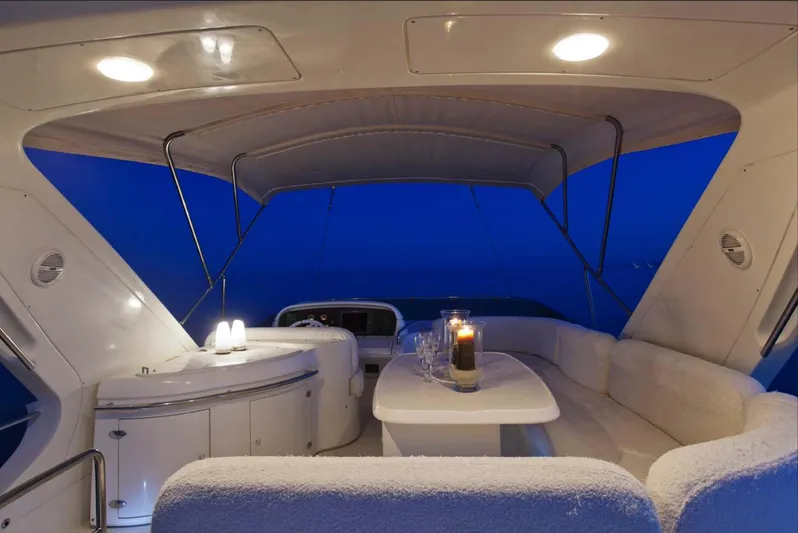 Yacht Photos Pics Luxurious 2006 Azimut 62 yacht interior with elegant seating and ambient lighting.