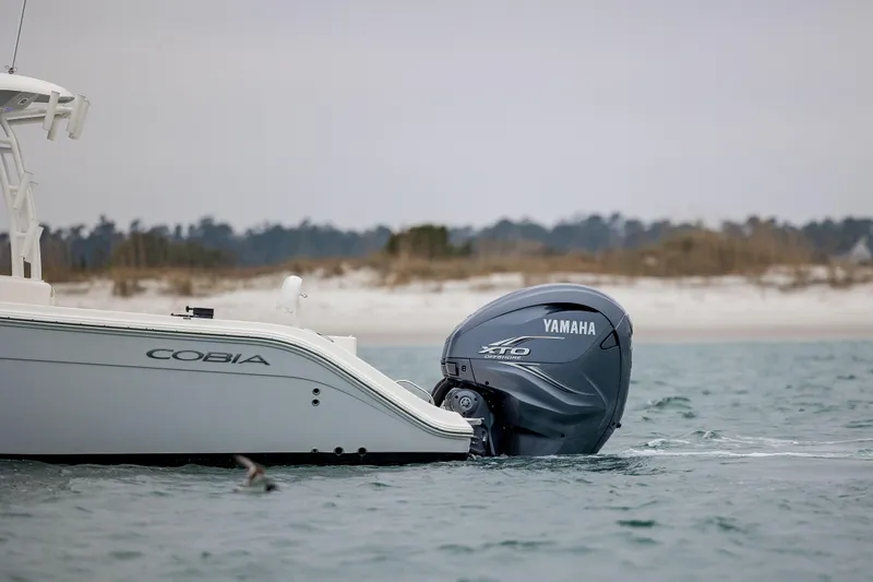  Yacht Photos Pics 2020 Cobia 350 Center Console boat with Yamaha engine on water.