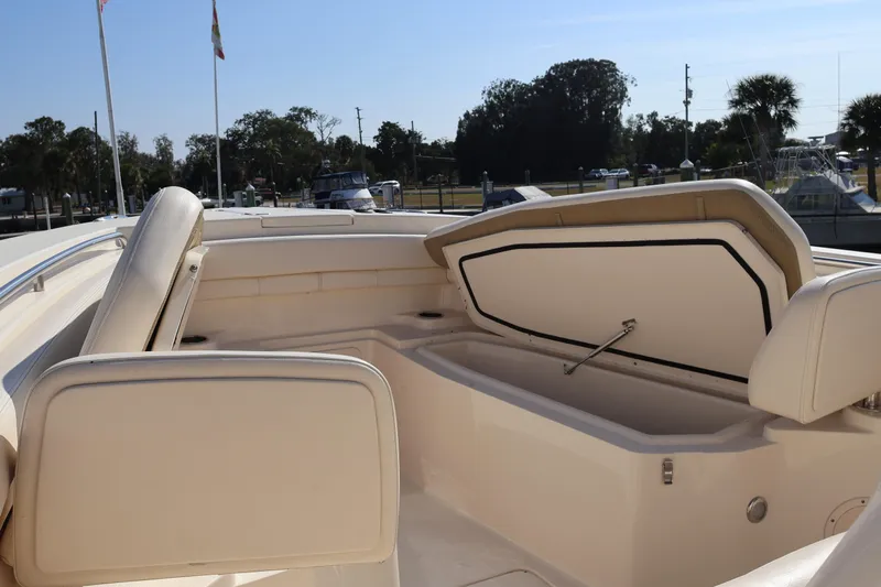  Yacht Photos Pics 2017 Grady-White Canyon 306 boat interior with open storage compartment.