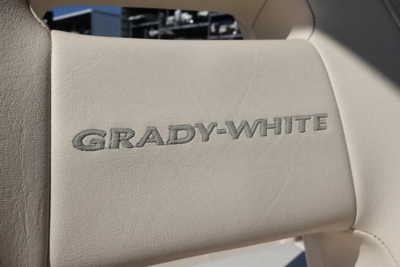  Yacht Photos Pics Grady-White Canyon 306 2017 boat seat with embroidered logo.
