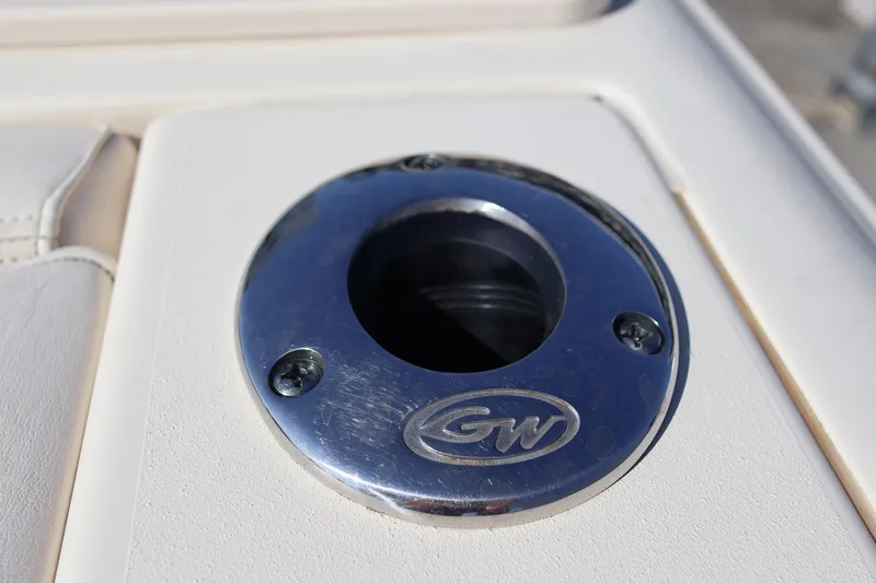  Yacht Photos Pics Close-up of a 2017 Grady-White Canyon 306 boat's metal fitting.