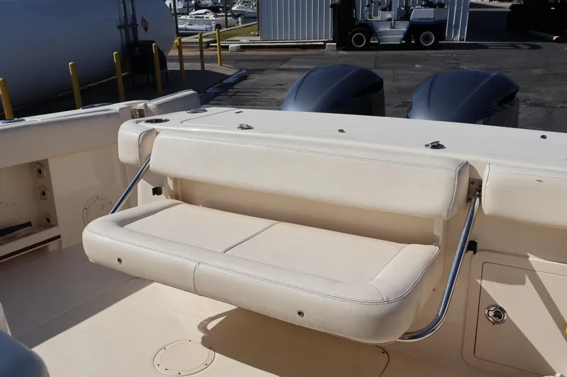  Yacht Photos Pics 2017 Grady-White Canyon 306 boat with foldable rear seating and dual engines.