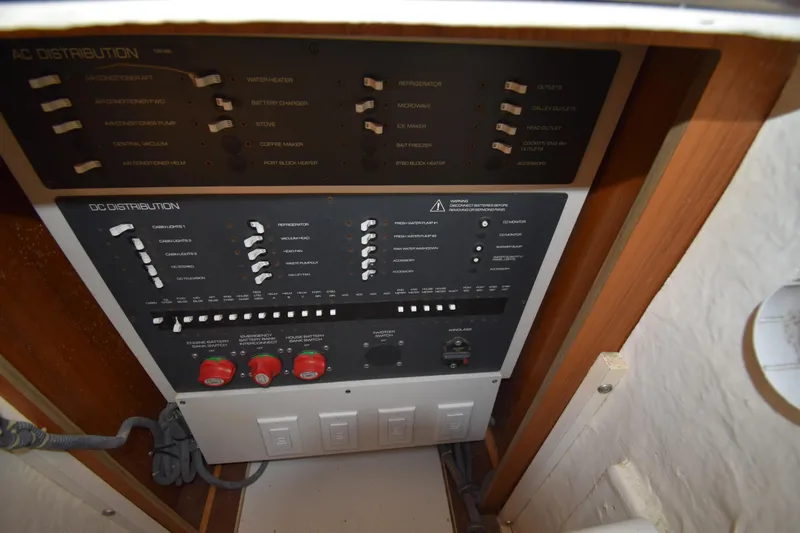 Bossa Nova Yacht Photos Pics Electrical control panel on a 2006 Tiara Yachts 3600 Open boat.